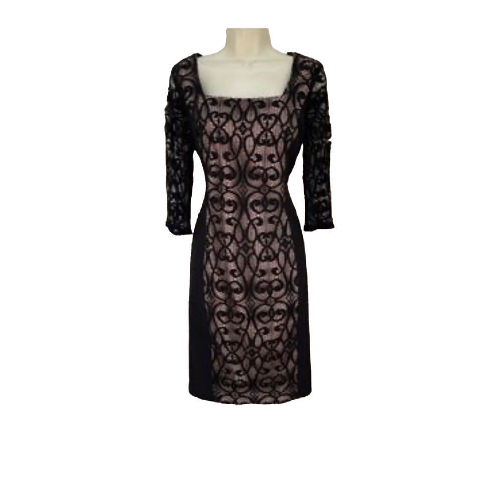Adrianna Papell Black Lace Overlay Dress.  beautiful!